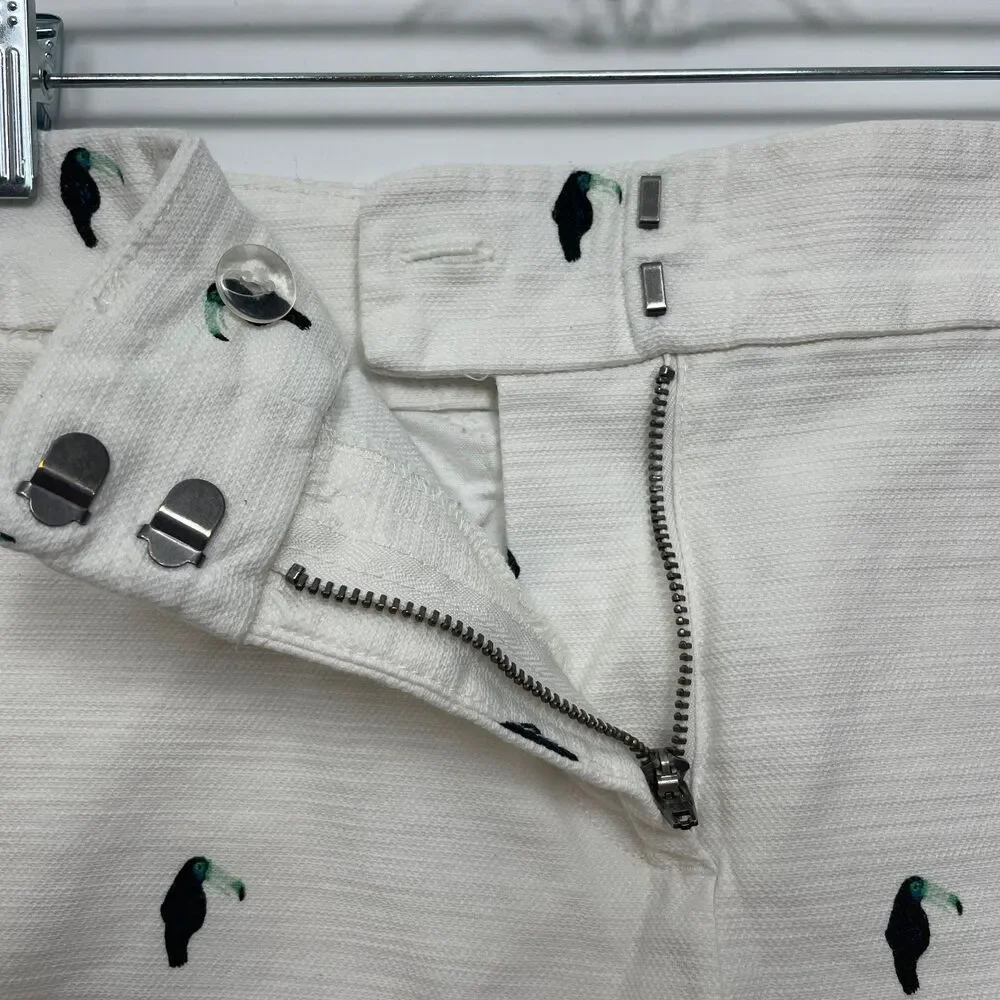 Loft Outlet White Shorts with Novelty Toucan Print Sz 6 - Picture 5 of 8